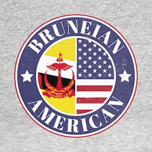 Proud Bruneian-American Badge - Brunei Flag T-Shirt